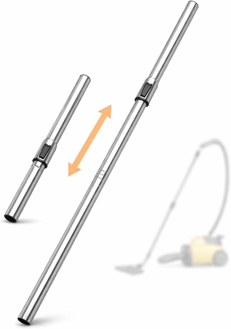 47" Stainless Steel Telescoping Vacuum Extension Wand, Fits 1 1/4 Inch (32mm) Attachments, Compatible with Small Shop Vac & Household Vacuums using 1.25in Accessories - 1 1/4 Vacuum Extension Tube