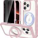 Privacy Case for iPhone 16 Pro with 360° Rotatable Stand, Fit for MagSafe, Military Grade Drop Tested, 9H Privacy Screen Protector Ring Kickstand Anti Peep Full Body Shockproof Rugged Magnetic Case