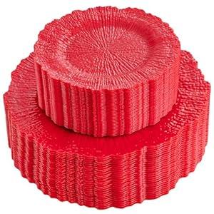 SUT 60PCS Christmas Plastic Plates, Red Christmas Plates Disposable, Christmas Plastic Plates Disposable-30 7.5inch Dessert Plates, 30 10inch Dinner Plates, Plastic Plates for Christmas Party&Christmas