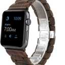 Nature Wood Replacement Loop Bracelet Watch Band Strap Compatible with Apple iWatch (42MM Brown)