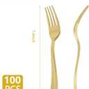 N9R 100PCS Gold Plastic Forks, Solid, Durable and Heavy Duty Gold Plastic Forks Disposable, Perfect Utensils for Parties, Weddings, Thanksgiving, Picnics, Christmas and Daily Use