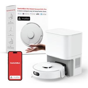 SwitchBot K10+ Pro Robot Vacuum Self Emptying for 90 Days Hands-Free, Super Quiet Mini Robotic Vacuum with Powerful Suction, Anti-Hair-Tangle, Works with Alexa/Siri/Matter(Hub 2 Required), 2.4Ghz WiFi