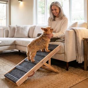 Adjustable Dog Ramp for Small Dogs, Foldable Pet Ramp for Bed & Couch, Non-Slip Indoor Ramp, Portable, Joint-Friendly Design, Supports up to 35 lbs