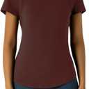 Workout Tops for Women Athletic Tops Short Sleeve Shirts-Cropped Slim Fit Gym Running Yoga T Shirts (Brown, M)