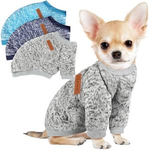 3 Pack Dog Sweaters for Small Dogs Girl Boy Winter Fleece Clothes Warm Soft Dog Sweatshirt Outfit for Dogs Cats Pet Apparel, Size XS