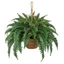 Hollyone Large Fake Hanging Ferns 49 Leaves Boston Ferns Artificial Plants Outdoor Indoor Potted Plant 23.6inch Faux Fern in Baskets Pot Artificial Hanging Fern Bush Plant for Patio Garden Porch Decor