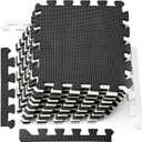 DEAYOU 16 Tiles Foam Mat, EVA Foam Mat, Soft Exercise Mats for Fitness, Play, Gym, 12" x 12", Black and Cream White