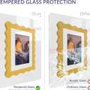 5x7 Wavy Picture Frame with Mat for 4x6, Real Glass and Wooden Frame - Tabletop or Wall Hanging Photo Frame(1 Pack, Yellow)