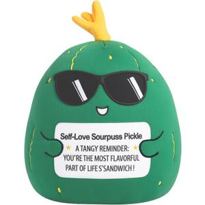 Cucumber Plush Pickle Stuffed Animal - Emotional Support Stress Relief Home Decor Soft Plushie Toy for Bedroom Office Gift Giving Valentine's Day Gift 10 Inch