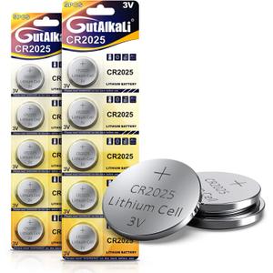 4 x GutAlkaLi CR2025 3V Lithium Battery, CR 2025 Batteries, 10 Count