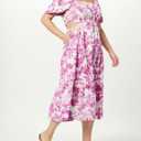 The Drop Women's Anaya Square Neck Cut-Out Tiered Maxi Dress (Wild Purple Floral Print)