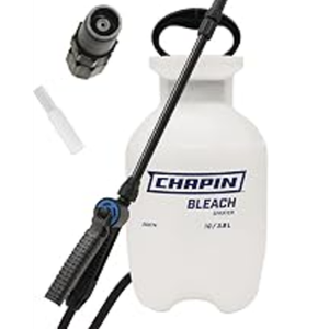 Chapin 20074: Made in the USA Disinfectant Bleach Sprayer, 1-Gallon, Adjustable Cone Nozzle, Compatible with Bleach Solutions and Fungicides, Bonus Spray Shield, Translucent White