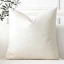 OTOSTAR Linen Throw Pillow Cover Set of 1 Decorative Square Pillowcases Cushion Covers 24x24 Inch for Home Decor Sofa Bedroom Car 60 x 60CM Cream Beige
