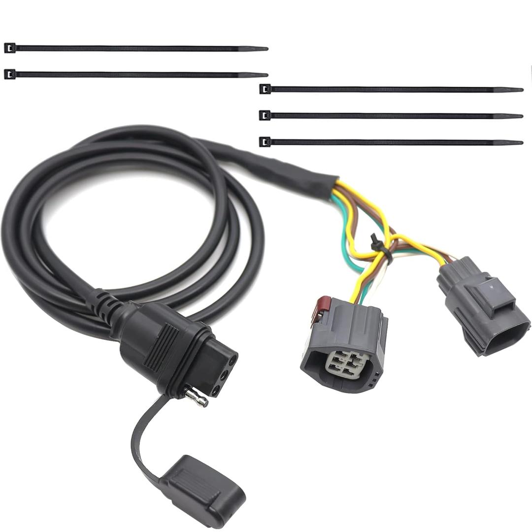 Trailer Wiring Harness for 2007-2018 Jeep Wrangler JK - 4-Way Flat Connector, Plug & Play Design, No Cut/Splice Required, OEM Fit Taillight Towing Kit