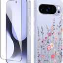 GVIEWIN for Google Pixel 10 Case/Pixel 10 Pro Case with Screen Protector, [Military Grade Drop Protection] Non Yellowing Clear Floral Slim Phone Cover for Women 2025 6.3" (Floratopia/Colorful)