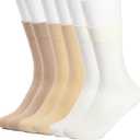 Women's Cotton Crew Socks (6 Pairs) - Soft Breathable Mid-Calf Socks, All-Season Comfort for Casual & Dress Sock(Cream2/Khaki2/Light Yellow2)