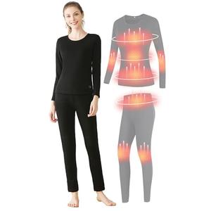 TRUNYAQI Women's Heated Thermal Underwear set USB Womens Electric Thermal Long Underwear set Snow Leggings, No Battery, XL