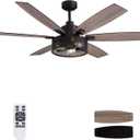 LuminFan 60 Inch Ceiling Fans with Lights and Remote Control, Farmhouse Ceiling Fan for Bedroom Living Room and Patio, Black Caged Ceiling Fan for Indoor and Outdoor