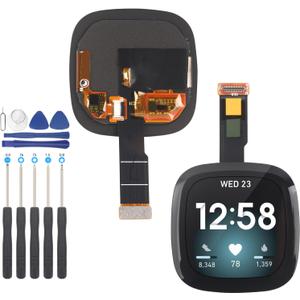 YWLRONG Screen Replacement for Fitbit Versa 3 FB511 / Fitbit Sense FB512 Watch LCD Display Touch Screen Digitizer Assembly with Tools(Black)