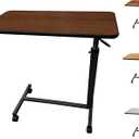 ProHeal Medical Overbed Table with Wheels and Adjustable Height - Mahogany Color Rolling Over Bed Bedside Table for Hospital and Home Use