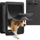 Large Wall Dog Door, 3-Flap Insulated Pet Door, Heavy Duty Steel Frame, Replaceable Flaps, Patented 2-Way Lockable Handle, Easy Install, Extreme Weather, Standard Cutout, Fits Pets up to 100 lb, Black, Large for Wall