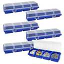 6Pcs Screw Organizers Storage Bins with Lids, Plastic Stackable Hardware Organizer Box for Garage Nails Craft Tool Organizing, Tool Cart Cabinet Workbench Drawers with Compartment Bolt Organizer, Blue