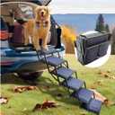 Dog Ramp for Car Truck and SUV Dog Stairs for Large Dogs Folding Pet Stairs with Non-Slip Rug Surface Supports Up to 250 lbs (6 Steps)