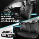Seat Covers for Honda Civic Hatchback Hybrid Sport 2025 & LX/Sport 2022-2024, Faux Leather Car Seats Cover Full Set Waterproof (60/40 Split Seatback-No Rear Armrest) Black