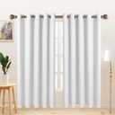 LORDTEX Linen Look Textured Blackout Curtains with Thermal Insulated Liner - Heavy Thick Grommet Window Drapes for Bedroom, 70 x 72 Inches, White, Set of 2 Panels