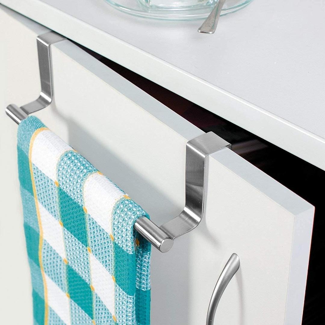 Stainless Steel Straight Towel Holder/Towel Hanger/Towel Rod/Towel Bar for Bathroom and Kitchen/Napkin Holder Cabinet Hanger Over Door Kitchen Hook Drawer Storage 1 pcs