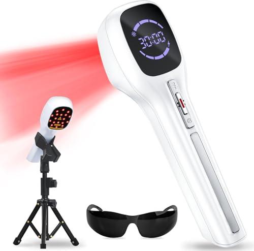 Zelvory Cold Laser Therapy Device for Humans & Dogs, 4x808nm + 14x650nm Red Light Therapy for Body Pain Relief, Handheld lllt Near Infrared Light Wand with Stand for Joint, Back, Knee, Muscle Use