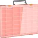 48 Grids Large Plastic Organizer Box with Adjustable Dividers, Beads Storage Containers Compartment Tackle Box Case for Crafts Hobby Small Parts Fishing Seeds Jewelry (Orange)