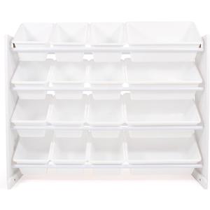 Humble Crew Toy Storage Organizer with 16 Removable Storage Bins for Kids Playroom, 4-Tier Toddler Toy Organization and Storage, White/White, 15.5d X 42w X 35h in