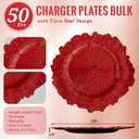50PCS Red Charger Plates 13" Round Charger Plates Bulk Reef Chargers for Dinner Plate Decorative Red Chargers Plastic Plate for Wedding Party Event Baby Bridal Shower Table Decoration