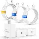 iPhone 17 16 Pro Max Charger Fast Charging, 45W Super Fast USB C Chargers for iPhone 16 (6FT+6FT+10FT) Type C Chargers Cord with Fast Charger Block for iPhone 17/16/15 Series/iPad/ GalaxyS25 (White)