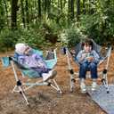 EVER ADVANCED Kids Hammock Chair Foldable, Kids Camping Chair with Stand Portable, Hammock Swing Chair with Cup Holder, Child Camping Gear Carry Bag for Traveling Outdoor Patio Supports 125LBS Grey