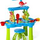 Kids Sand Water Table , 3-Tier Sand Table and Rain Showers Splash Pond Water Table Toys, Activity Sensory Play Table Beach Summer Outside Toy for Toddler Boys Girls