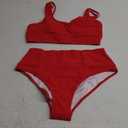Women's High Waisted Bikini Sets Sporty 2 Piece Swimsuits Middle Cut Bathing Suits
Red 12