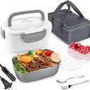 FVW Electric Lunch Box Food Heater, 3 in 1 Portable Food Warmer Lunch Box for Car & Home, Leak Proof, Lunch Heating Microwave with 304 Stainless Steel Container 1.5 L, 110V/12V/24V