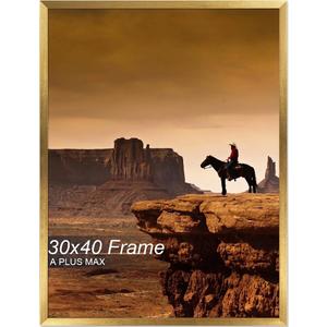 A PLUS MAX 30x40 Picture Frame, Black Engineered Wood Frame for 30 x 40 Inch Picture Poster Photo, Light Weight 30 by 40 Frame with Wood-grain for Wall - 1 Pack/Gold/30 x40