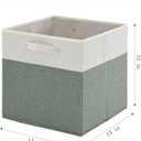 FinishingBo 13 x 13 Inch Fine Linen Storage Bins with Handles，Fabric Cube Boxs，Basket Organizers for Shelves for Home, Closet Drawers (White/Green-6 Pack)