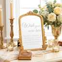 Bucherry Vintage Wedding Memorial Sign with Mirror In Loving Memory Ornate Gold Frame Tabletop Display for Weddings Anniversaries Celebrations 12" x 9.5"