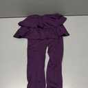 Auranso Girls School Uniform Pants Kids Clothes Ruffle Tutu Leggings with Skirt 2-14 Years (7-8 Years, Dark Purple)