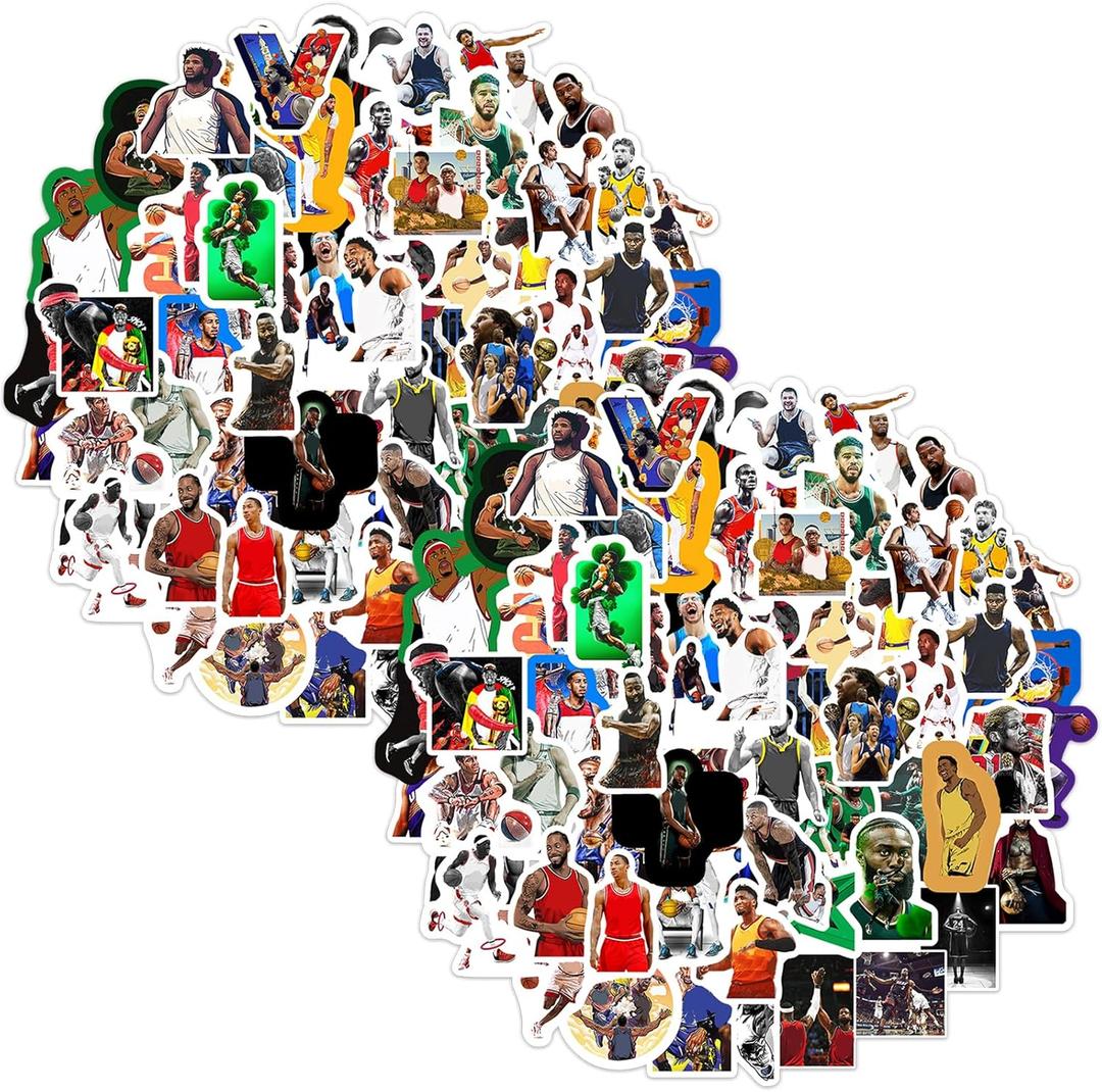 Basketball Star Sports Stickers100 x 2 Pcs.Decor Vinyl Decals Gifts Merch Party Supplies for Water Bottles Skateboard Luggage Scrapbook Kids Teens Adult