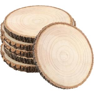 6 Pack 8-9 Inch Wood Slices, Unfinished Natural Wood Slices with Tree Bark, Round Wood Slices for Wedding,Table Centerpieces,Dcor,Crafts, Parties, DIY Projects