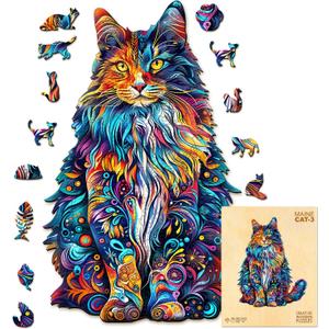 Wooden Puzzles for Adults, Cat Puzzles, Wooden Jigsaw Puzzles for Adults, 220 Pieces Wood Puzzles Adult, Unique Animal Shape Wood Puzzle, Creative Puzzle Gifts for Family Friend(13.3 * 10.4in)