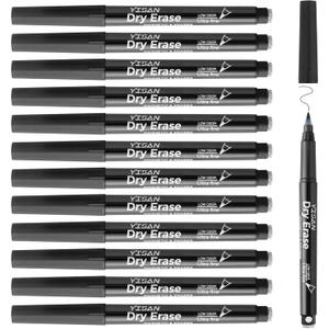 YISAN Black Dry Erase Markers Ultra Fine Tip,0.7mm Extra Fine Point, Whiteboard Markers with Erasers,Low Odor,70573