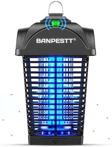 BANPESTT Bug Zapper Outdoor, Mosquito Zapper with Dusk-to-Dawn Light Sensor, Waterproof Fly Zapper, Electric Mosquito Killer for Garden, Patio, Balcony, Courtyard(Black