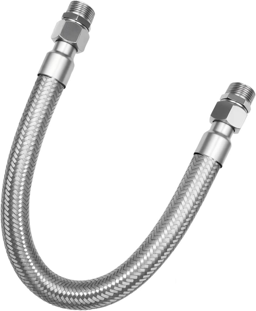 Industrial-Grade Stainless Steel 3/4" Compressor Jumper Hose, 3/4" NPT male20" Length750F450 PSIBoth Sides Fittings Rotate Freely