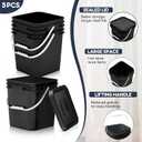 Mumufy 5 Pcs 3.5 Gallon Square Food Grade Bucket with Lid, Black